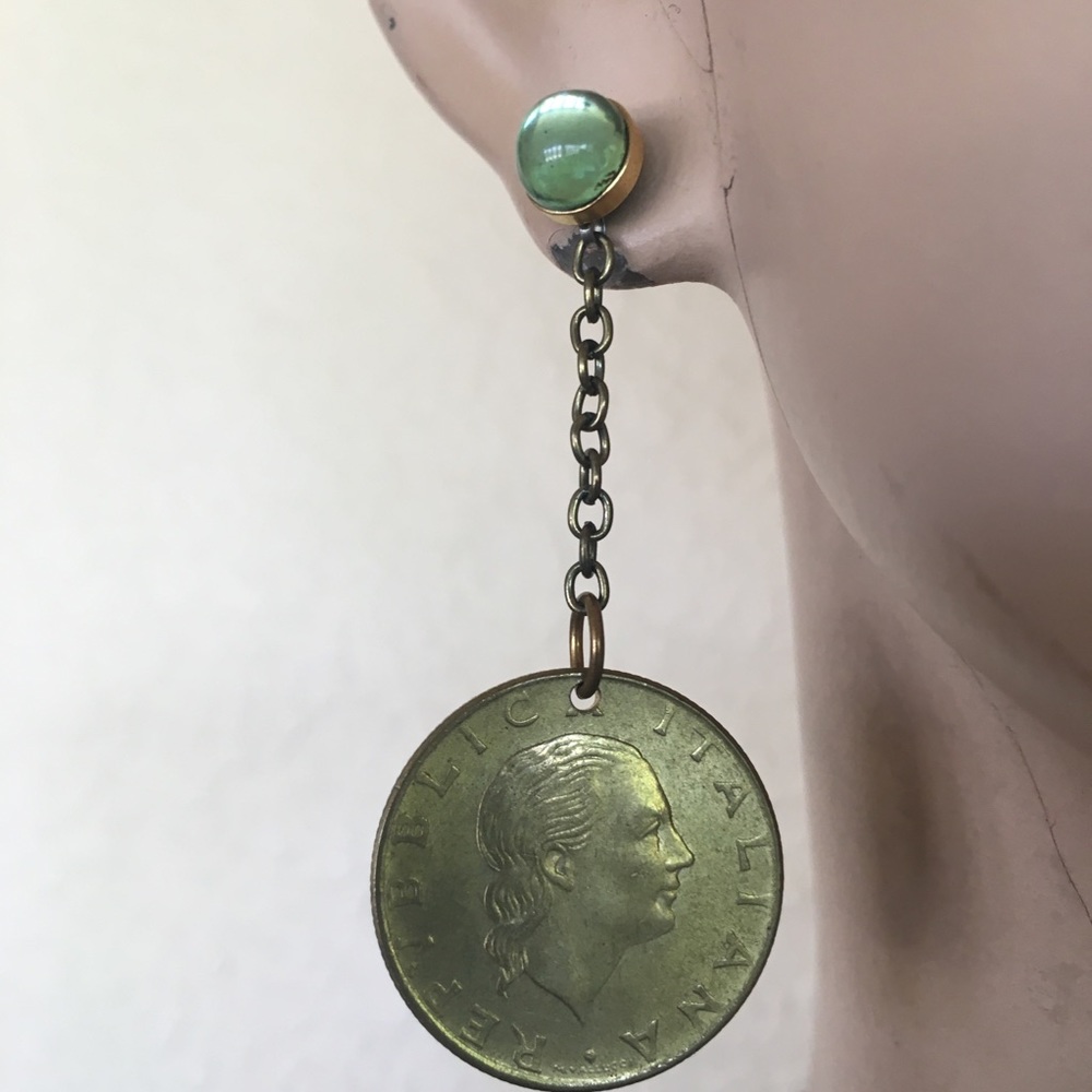 Pierced drop Italiana coin,